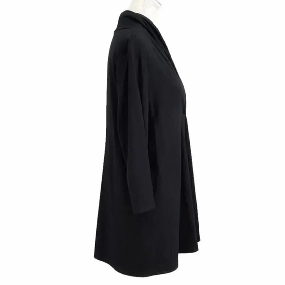 EILEEN FISHER Black Stretch Twist Front Split  Long Rayon/ Nylon Tunic Top-S-EUC - Picture 4 of 9